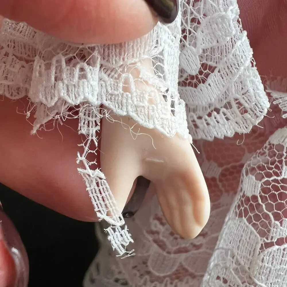 Pink and White Angel Christmas Tree Topper-9 inches Porcelain Head Small 9.5 in